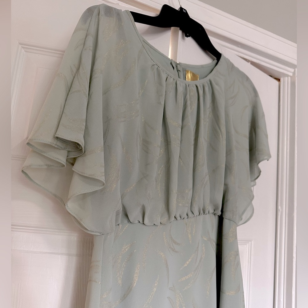 H&M Sage and Gold Design Maxi Dress